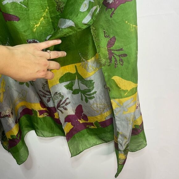 100 % Silk Floral Nature Print Khaftan Tunic One Size - Picture 5 of 6